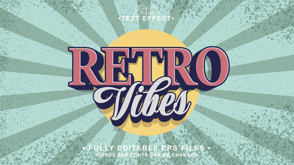 editable retro vibes text effect.typhography logo - obrazy, fototapety, plakaty