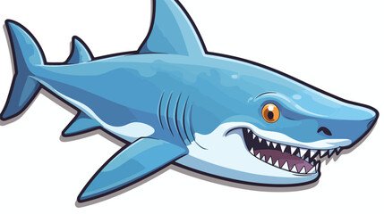 Sticker of a cartoon hammerhead shark flat cartoon