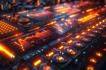 Obraz premium Immersive Abstract Trading Chart in a Futuristic Fintech Ecosystem with Vibrant Infographics and Interactive Elements