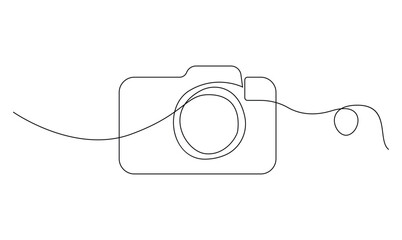 Vector one line drawing of camera linear style isolated on white background minimalism style vector illustration pro
