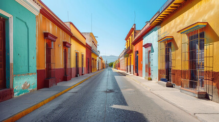 Serene Streets: Vibrant Buildings in Urban Solitude