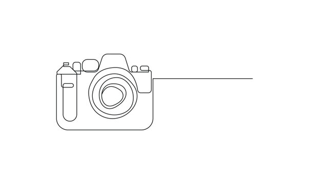 Vector one line drawing of camera linear style isolated on white background minimalism style vector illustration pro
