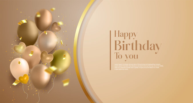 Vector banner happy birthday celebration with luxury party decorations