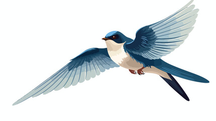 Swallow or Martin as Passerine Bird with Long Point - obrazy, fototapety, plakaty
