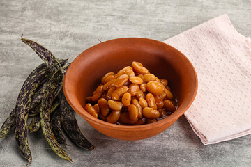 Fototapeta premium Canned white bean in tomato sauce