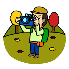 写真を撮る人　イラスト