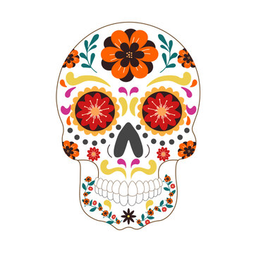 Cinco de Mayo Day of the Dead Skull. Vector illustration graphic element. Isolated background. Cinco de Mayo concept icon.