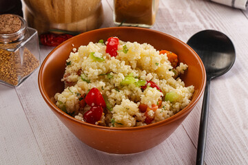 Vegan cuisine couscous with vegetables