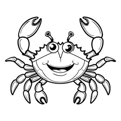 Cute crab line drawing for coloring page