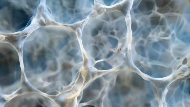 A detailed image of a plant cells cell wall magnified to show the individual cellulose fibers that form its sy structure. The fibers . AI generation.
