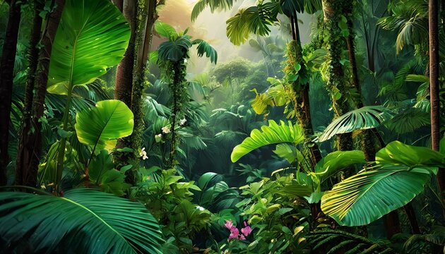 The lush green heart of the jungle exotic botanical treasures hidden wildlife biodiversity showcase tropical allure mystical ambiance