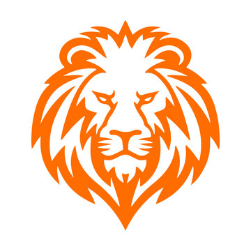 Lion's head, a simple vector image. The muzzle of an animal with a mane. Logo, icon