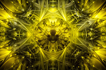 Vibrant yellow abstract art, a fractal blend of energy and modernity, perfect for contemporary designs and creative backgrounds