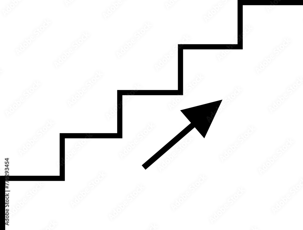 Poster climbing stair up line icon editable stock. stairway direction information symbol. sign navigation s
