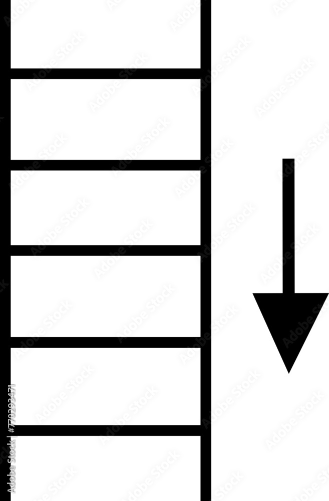 Poster climbing stair down line icon editable stock. stairway direction information symbol. sign navigation