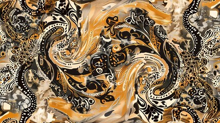 Animal print and Paisley seamless pattern fusion, wild textures meet classic paisley . Seamless Pattern, Fabric Pattern, Tumbler Wrap.
