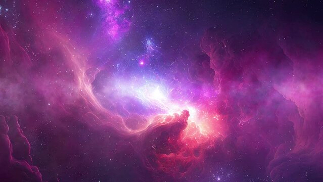 Futuristic 3d universe with nebula clouds and stars loop animation.