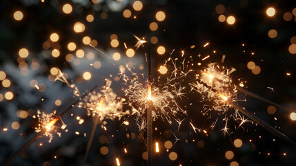 Obraz premium Glowing Sparklers: Abstract Representation of New Year Celebrations