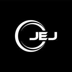 JEJ letter logo design with black background in illustrator, cube logo, vector logo, modern alphabet font overlap style. calligraphy designs for logo, Poster, Invitation, etc.