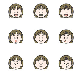 色々な表情の女の子　イラストセット