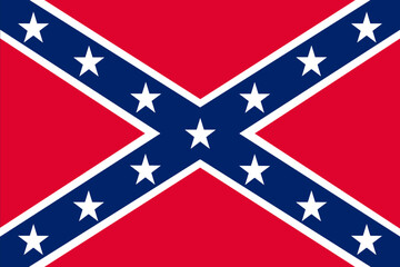 The third national flag of the Confederate States of America "The Bloody Banner". Vector illustration