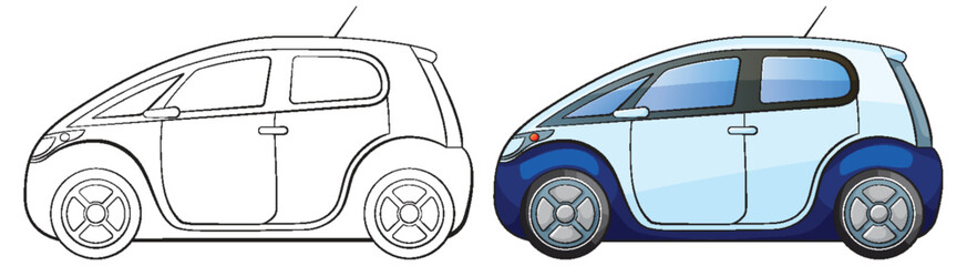 Outline to colored vector transformation of a car