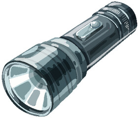 Vector graphic of a portable handheld flashlight.