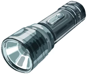 Zelfklevend Fotobehang Vector graphic of a portable handheld flashlight. © GraphicsRF