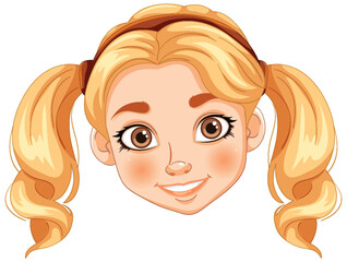 Vector illustration of a cheerful young girl