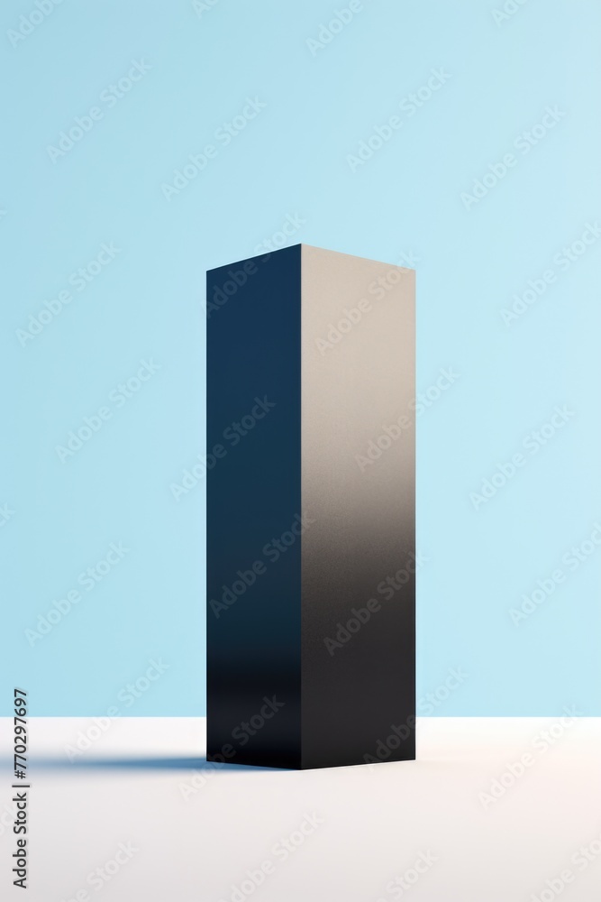 Aufkleber a black box is standing on a white surface. the box is tall and narrow, and it is the only object in