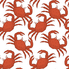 Red Crabs Seamless Background vector