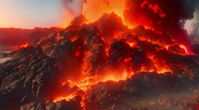 in the earth the danger of fire, the disaster of burning mountain lava