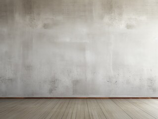 A large, empty room with a white wall and wooden floor. The room is bare and uncluttered, with no furniture or decorations