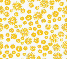 Abstract Hand Drawing Two Colors Victorian Baroque Flowers and Leaves Seamless Vector Pattern Isolated Background Seamless vector floral pattern in Hawaiian style with big flowers