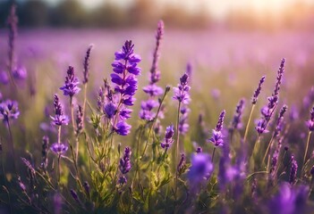 Beautiful purple meadow flowers in early spring