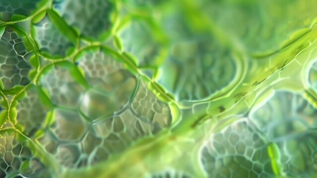 Microscopic view of a leafs stomata where tiny openings allow for gas exchange and regulate the plants moisture levels. . AI generation.