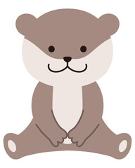 お座りしているカワウソのベクターイラスト。アイコン、動物