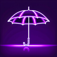 Purple Neon Umbrella Icon: Brighten Your Design with Radiant Charm(Generative AI)