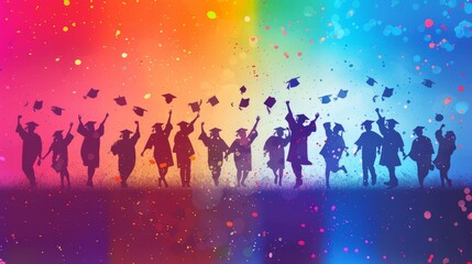 Fototapeta na wymiar Celebrate the graduation of students, diploma academic concept