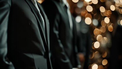 A row of sharply dressed men their hands in their pockets admiring the shimmering diamonds and pearls with fascination. . .