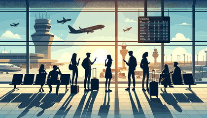Concept of the image of an international airport. Vector illustration. - Powered by Adobe
