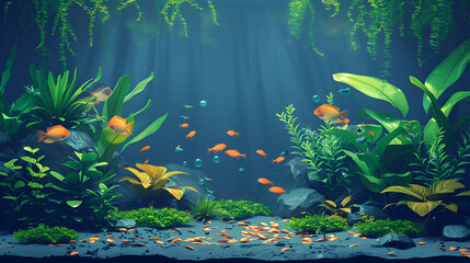 Tropical sea underwater fishes on coral reef. Aquarium oceanarium wildlife colorful marine panorama landscape nature snorkel divingUnderwater world. Coral reef and fishes in Red sea, Generative Ai - obrazy, fototapety, plakaty