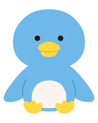 お座りしているペンギンのベクターイラスト。アイコン、鳥