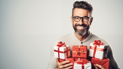 Proud dad admires heartfelt gifts from cherished family members, acknowledging the love and consideration behind each thoughtful gesture with gratitude.
