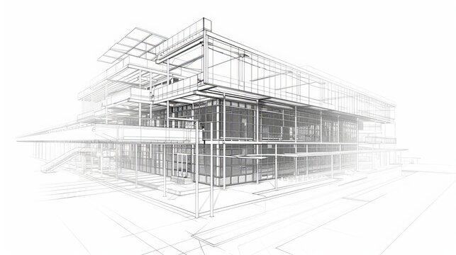 sketch the design of a modern building.