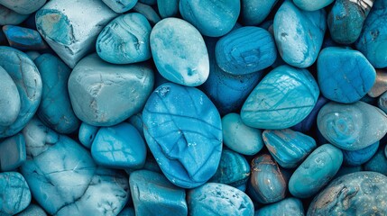 background image full of blue pebbles - obrazy, fototapety, plakaty