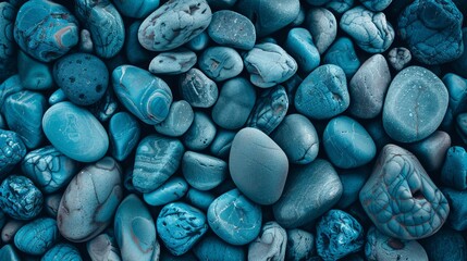 background image full of blue pebbles - obrazy, fototapety, plakaty