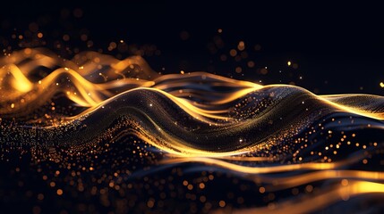 Illustration of an abstract golden silky wave - obrazy, fototapety, plakaty
