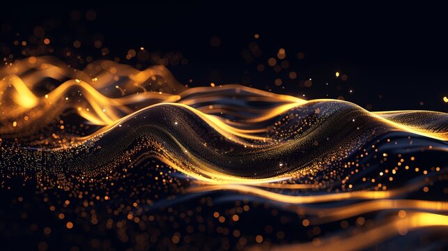 Illustration of an abstract golden silky wave