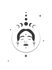 Wicca Style Modern Vector Art Illustration | Fully Editable